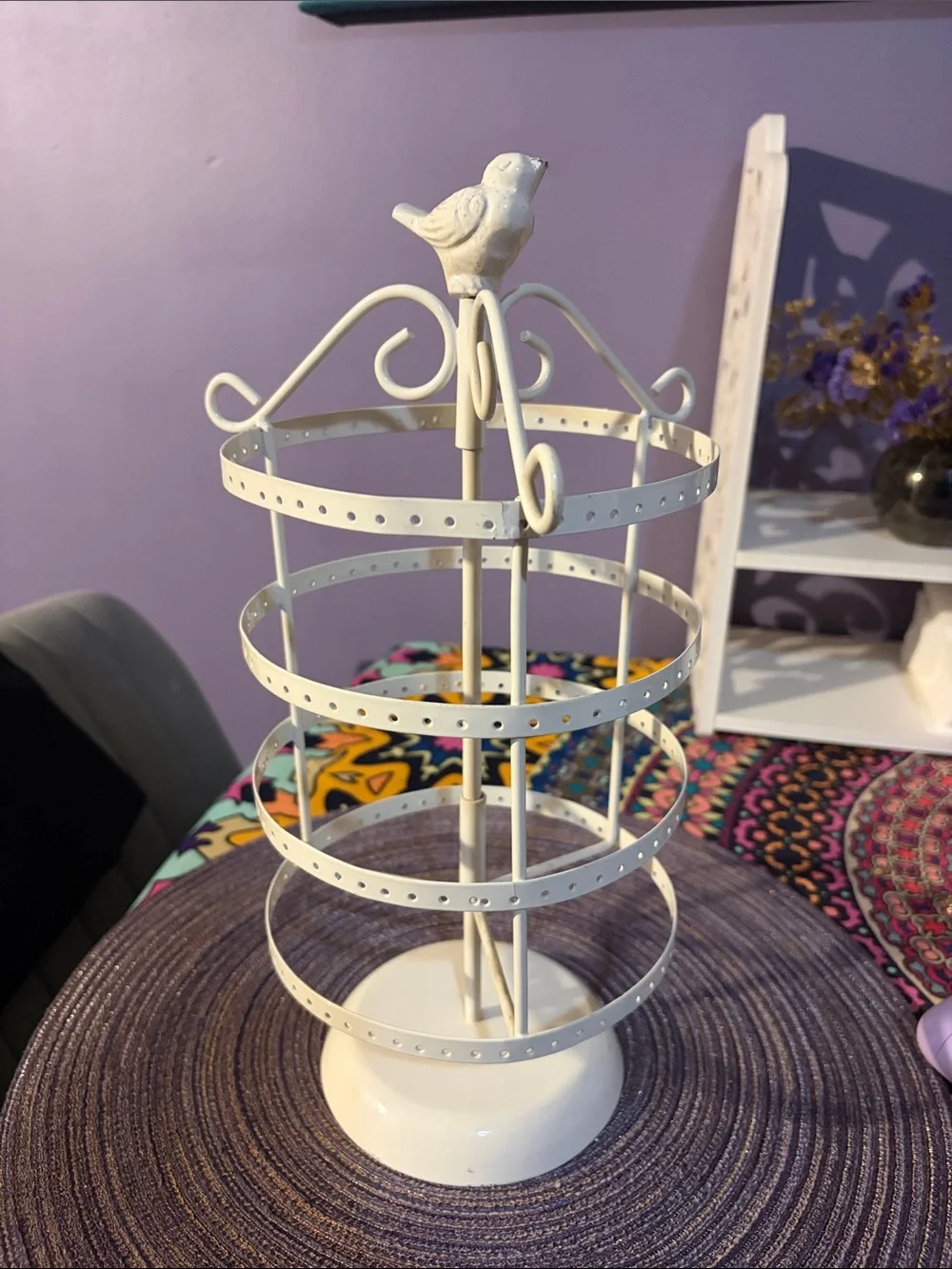 Urban Outfitters white Bird-Topped Rotating Jewelry Stand